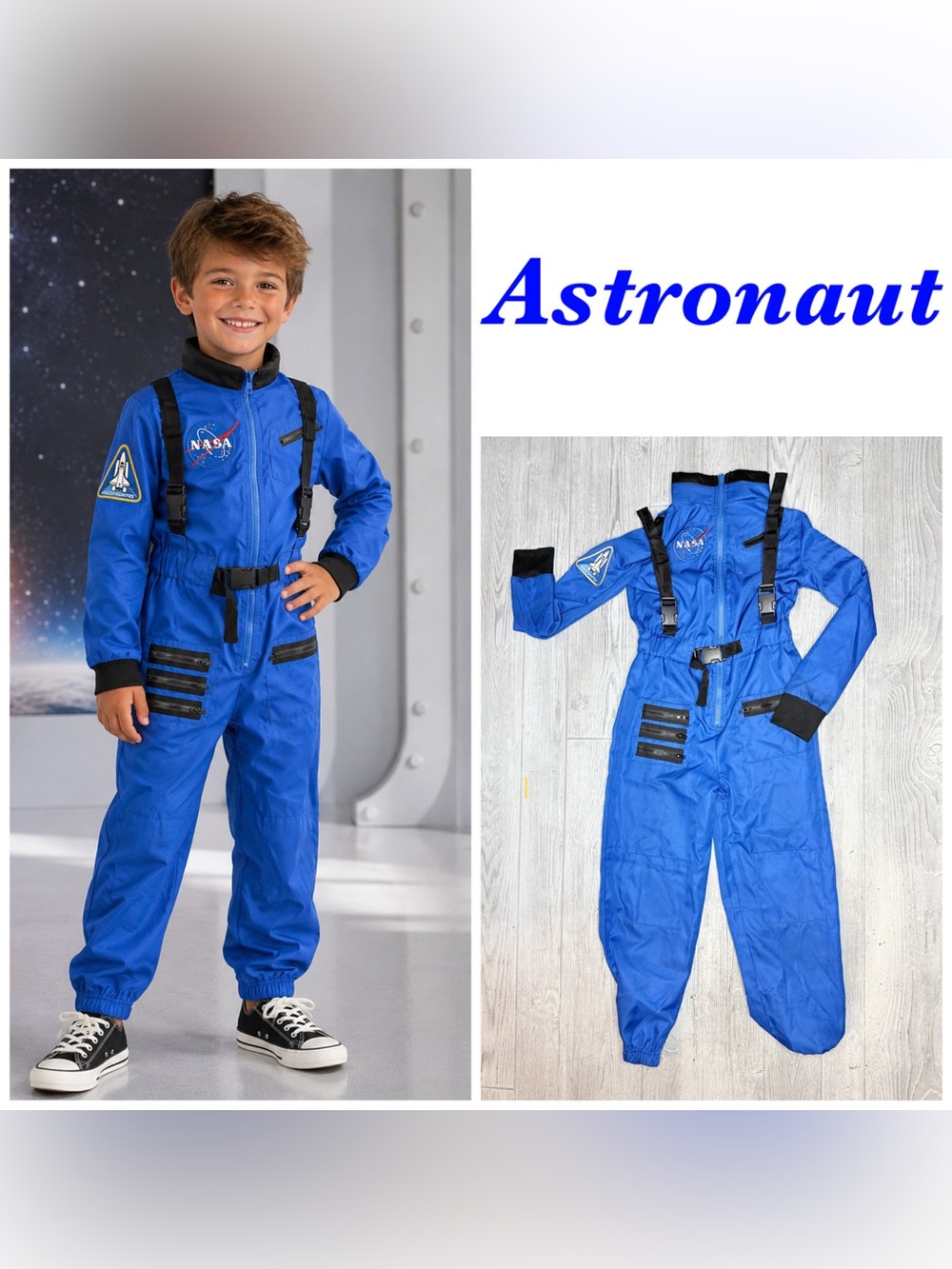Spirit Halloween kids blue astronaut Halloween costume dress up cosplay outfit m